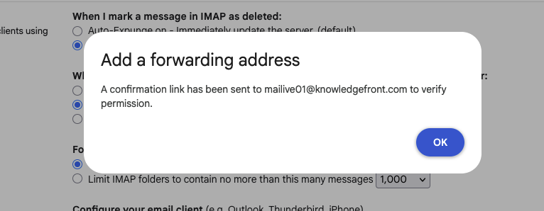 forwarding confirmation